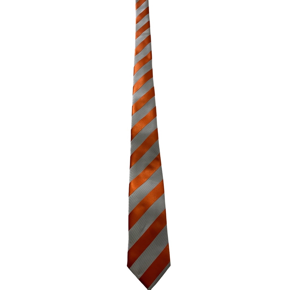 Gianni Antonio Uomo Tie, Brilliant Orange and Silver Striped Tie